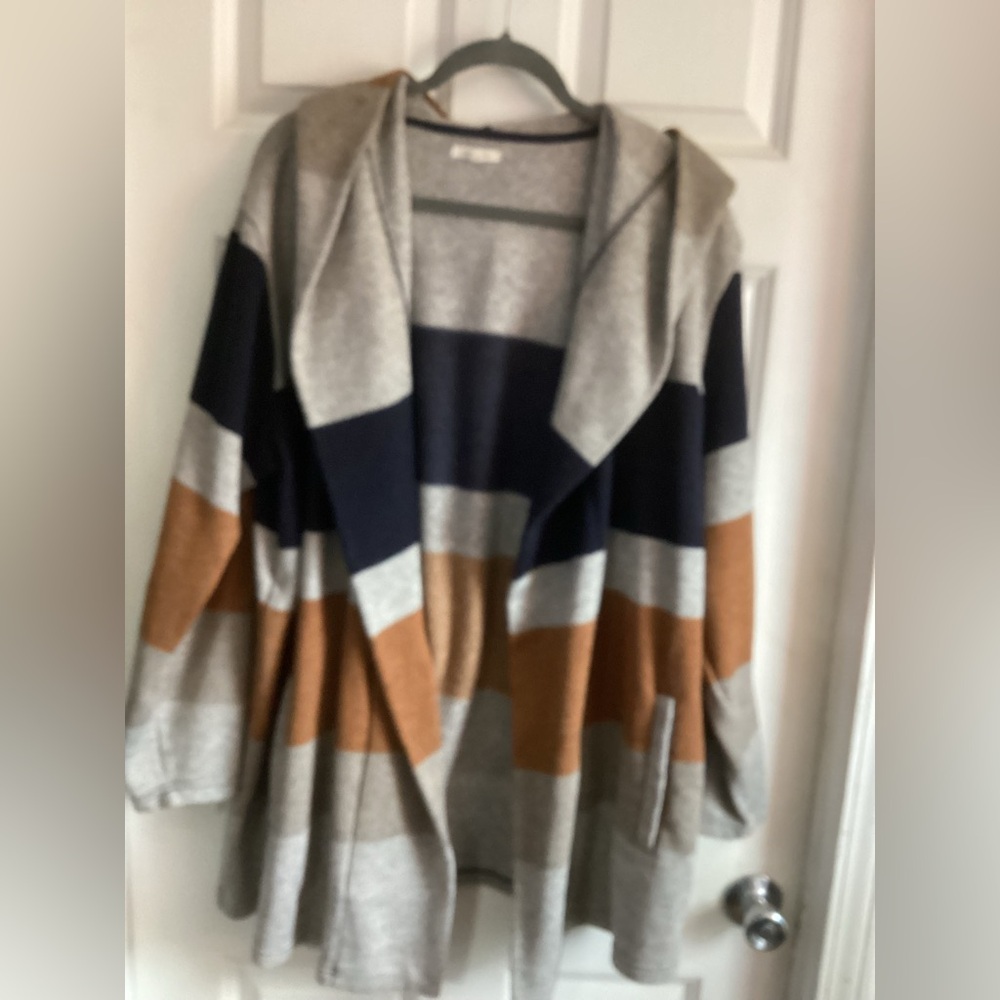 Maurices 3x Striped Hooded Women's open Sweater